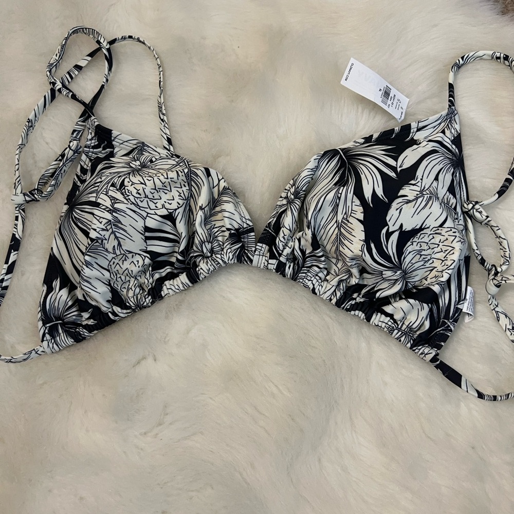 BNWT, Old Navy, bikini top black and white XL tropical print 0159